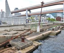 Ruins from Kobe Great Hanshin earthquake in 1995 preserved at Port of Kobe Earthquake Memorial Park