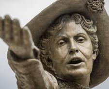 Bronze statue of Emmeline Pankhurst, a British political activist and leader of the suffragette movement, in St Peter's Square, Manchester.